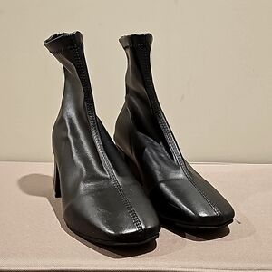 Pre-Owned women's artificial leather solid color autumn thick sole square heels